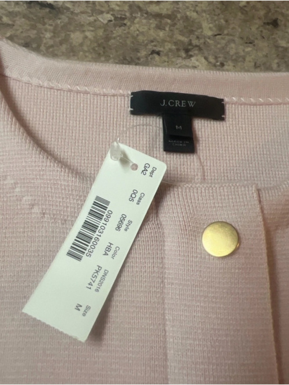 J. Crew Women's Pale Pink Snap/Zip Front Merino Crewneck Cardigan - Picture 2 of 3